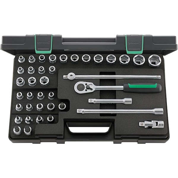 1/2 Inches Drive Socket and Ratchet Sets, Hex Torx External Torx, 39 pcs